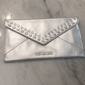 Michael Kors Silver Envelope Clutch